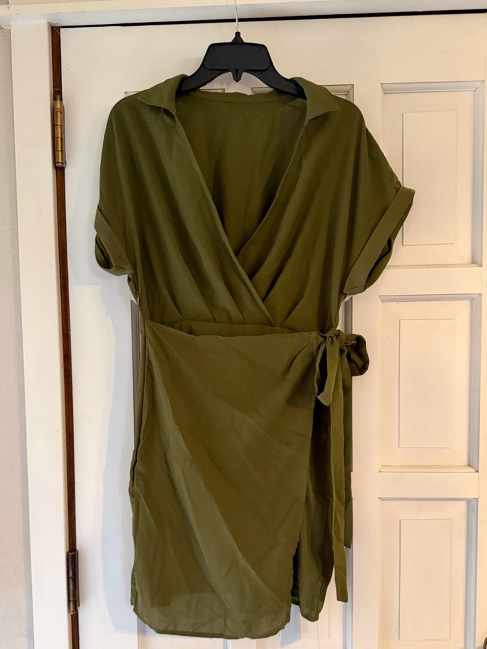 Cupshe Olive Green Wrap Dress with Tie Waist